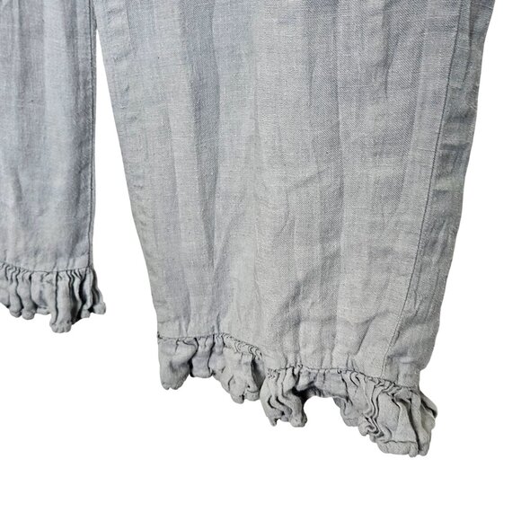Dress Me Linen Light Blue Linen Ruffle Hem Pants Womens M‎ Elastic Waist Cropped - Picture 5 of 10